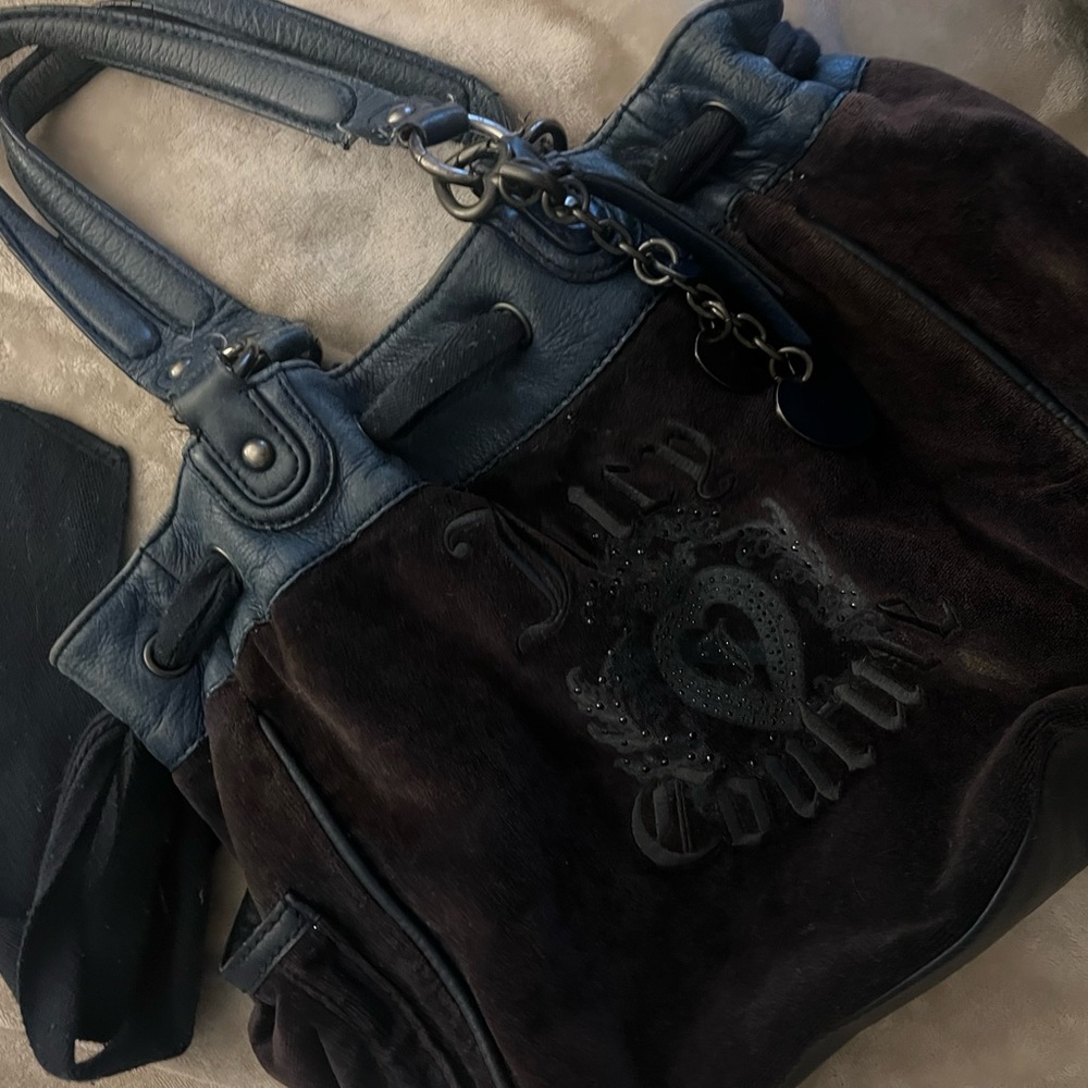 Vintage Juicy Couture Blue Suede Tote Bag - Picture 3 of 11
